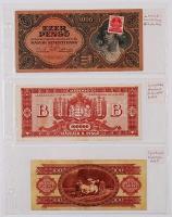 Albumba rendezett bankjegy, szükségpénz, csekk gyűjtemény, összesen 65db, magyar és külföldi bankjeg...