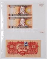 Albumba rendezett bankjegy, szükségpénz, csekk gyűjtemény, összesen 65db, magyar és külföldi bankjeg...