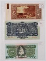 Albumba rendezett bankjegy, szükségpénz, csekk gyűjtemény, összesen 65db, magyar és külföldi bankjeg...