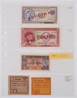 Albumba rendezett bankjegy, szükségpénz, csekk gyűjtemény, összesen 65db, magyar és külföldi bankjeg...