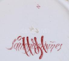 Francia Sarreguemines fajansz dísztányér, jelzett, hibátlan, 1850-1900 közötti, d:21,5 cm. A dísztán...