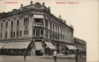 Temesvár Gyárváros, Kossuth tér, a Deutsch testvérek divatáruháza / square, shop