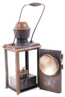 Régi, réz- és vaskeretű viharlámpa / 
Vintage storm lamp, 30cm