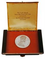 Cook-szigetek 1974. 50$ Ag "II. Erzsébet / Winston Churchill Centenárium" dísztokban T:PP ...