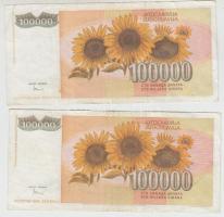 Jugoszlávia 1993. 100.000D (2x) T:III
Yugoslavia 1993. 100.000 Dinara (2x) C:F