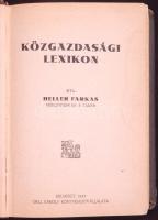 Heller Farkas: Közgazdasági Lexikon. Budapest, 1937, Grill Károly Könyvkiadóvállalata. Egészvászon kötésben