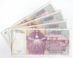 Jugoszlávia 1993. 5.000.000D (4x) T:III-,III
Yugoslavia 1993. 5.000.000 Dinara (4x) C:VF,F