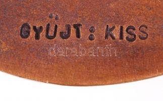 Várhelyi György (1942-): Virágszál. Plakett, bronz, jelzett, d:9 cm