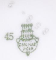 Hiányos, jelzett, pajzspecsétes Zsolnay kávéskészlet: 1db kiöntő, 5db kávéscsésze alátéttel. Virágmi...