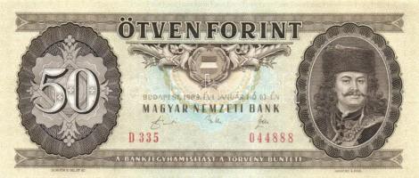 1989. 50Ft (4x) egymás utáni sorszámmal és nyomdai papírránccal T:I