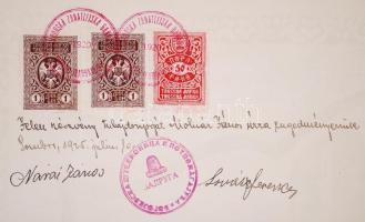 1922 A Sombori Iparbank 1000 Korona értékű Részvénye