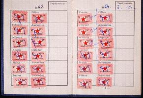 1962 Szakszervezeti tagsági könyv sok bélyeggel