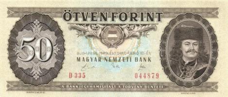 1989. 50Ft (2x) egymás utáni sorszámmal és nyomdai papírránccal T:I