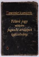 1931 Magyar Királyi Államvasutak félárú jegy váltására jogosító arcképes igazolvány