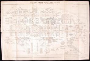 1873 Plan der Wiener Weltausstellung. A bécsi világkiállítás térképe, Deutsches polytechn. Verein Prag, 30x44cm