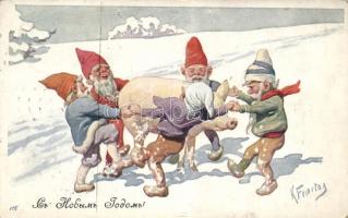 New Year, dwarves, pig s: K. Feiertag