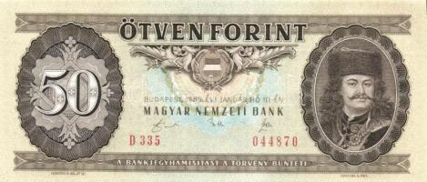 1989. 50Ft (2x) egymás utáni sorszámmal és nyomdai papírránccal T:I