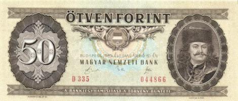 1989. 50Ft (4x) egymás utáni sorszámmal és nyomdai papírránccal T:I