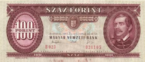 1993. 100Ft (3x) egymás utáni sorszámmal és nyomdai festékfoltokkal T:I