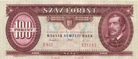 1993. 100Ft (4x) egymás utáni sorszámmal és nyomdai festékfoltokkal T:I