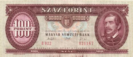 1993. 100Ft (5x) egymás utáni sorszámmal és nyomdai festékfoltokkal T:I