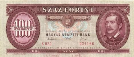 1993. 100Ft (5x) egymás utáni sorszámmal és nyomdai festékfoltokkal T:I