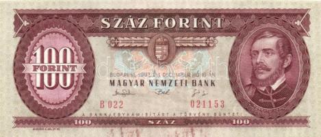 1993. 100Ft (4x) egymás utáni sorszámmal és nyomdai festékfoltokkal T:I(egyik I-)