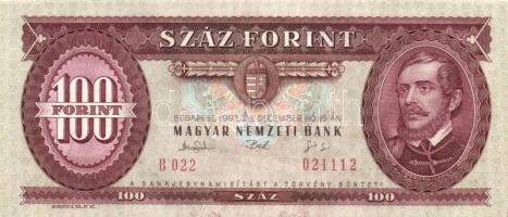 1993. 100Ft (7x) egymás utáni sorszámmal és nyomdai festékfoltokkal T:I