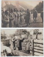 cca 1916 Szurmay altábornagy megszemléli Szász alezredes ezredét az uzsoki szorosban / 3 cca 1916 Subcarpathia Hungarian troops 2 photo cards