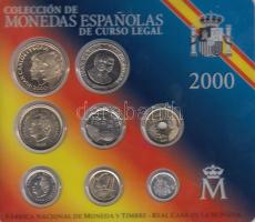 Spanyolország 2000. 1p-500P 8klf darab forgalmi pénzek szettben T:1 Spain 2000. 1 Peseta - 500 Pesetas, 8 different coin set of Spain C:UNC