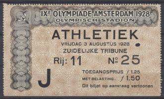 1928 Belépő az amsterdami olimpiára atlétikai versenyekre / 1928 Entry ticket for the Amsterdam Olympic Games for athletics
