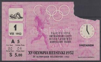 1952 Belépő a helsinki olimpiára atlétikai versenyekre / 1952 Entry ticket for the Helsinki Olympic Games
