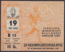 1952 Belépő a helsinki olimpiára atlétikai versenyekre / 1952 Entry ticket for the Helsinki Olympic Games