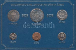 Svédország 1976. 5ö-5K 6xklf db-ból álló forgalmi szett műanyag tokban T:1 Sweden 1976. 5 ore - 5 Kronor 6xdiff, coin set of in plastic case C:UNC