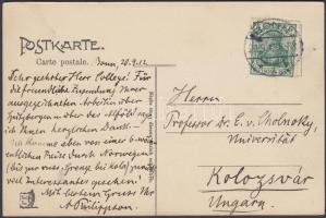 1912 Alfred Philippson geográfus Cholnoky Jenőnek írt képeslapja / 1912 Autograph postcard of Alfred Philippson geologist to Hungarian scholar Jeno Cholnoky