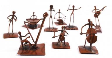 Kamarazenekar, mini fém bábuk, jelzettek, összesen: 9 db