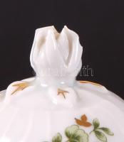 Hollóházi Erika  mokkás készlet, jelzett, matricás, rózsán apró lepattanás / Hollohaza porcelain cof...