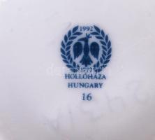 Hollóházi Erika  mokkás készlet, jelzett, matricás, rózsán apró lepattanás / Hollohaza porcelain cof...