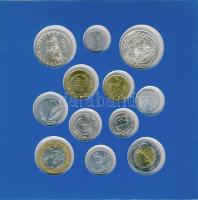 Olaszország 2000. 1L-1000L 12db hivatalos forgalmi sor szettben, közte 2db Ag! T:1
Italy 2000. 1 Lir...