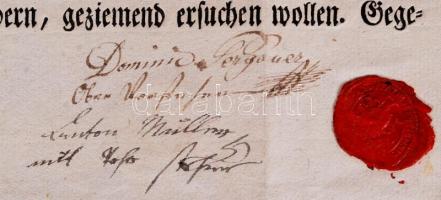 1803 Német nyelvű órásmesteri oklevél a pesti órakészítők vezetőitől ("Vorsteher und sammentlic...