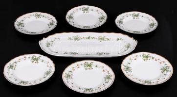 Hollóházi Erika szendvicses készlet, jelzett, matricás, hibátlan / Hollohaza porcelain sandwich set