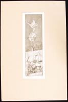 Würtz Ádám (1927-1994): Íme a kutya. Rézkarc, papír, jelzett, paszpartuban 27×8 cm