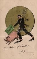 New Year, chimney sweeper, pig