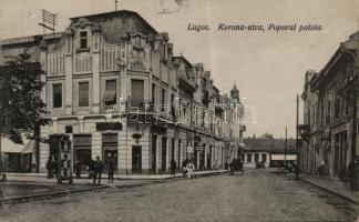 Lugos Korona utca, Poporul palota, gyógyszertár / street, palace, pharmacy