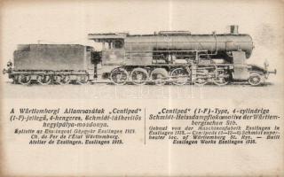 A Württembergi Államvasútak "Centiped" (1-F) jellegű 4 hengeres Schmidt túlhevítős hegyipálya mozdonya / locomotive