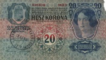 1912. 100K + 1913. 20K + 1917. 2K mindegyik "Abaúj Torna Vármegye Kassa 1913" felülbélyegz...