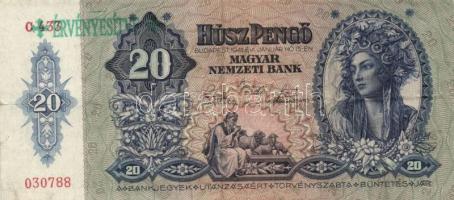 1930-41. 10P, 20P, 50P, 100P, 1000P mindegyik hamis nyilaskeresztes/"érvényesítve" felülbé...