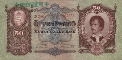 1930-41. 10P, 20P, 50P, 100P, 1000P mindegyik hamis nyilaskeresztes/"érvényesítve" felülbé...