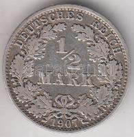 Német Birodalom 1907A. 1/2M Ag T:2 Germany - Empire 1907A. 1/2 Mark Ag C:XF