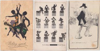 23 db régi képeslap, sziluettek / 23 postcards, silhouettes